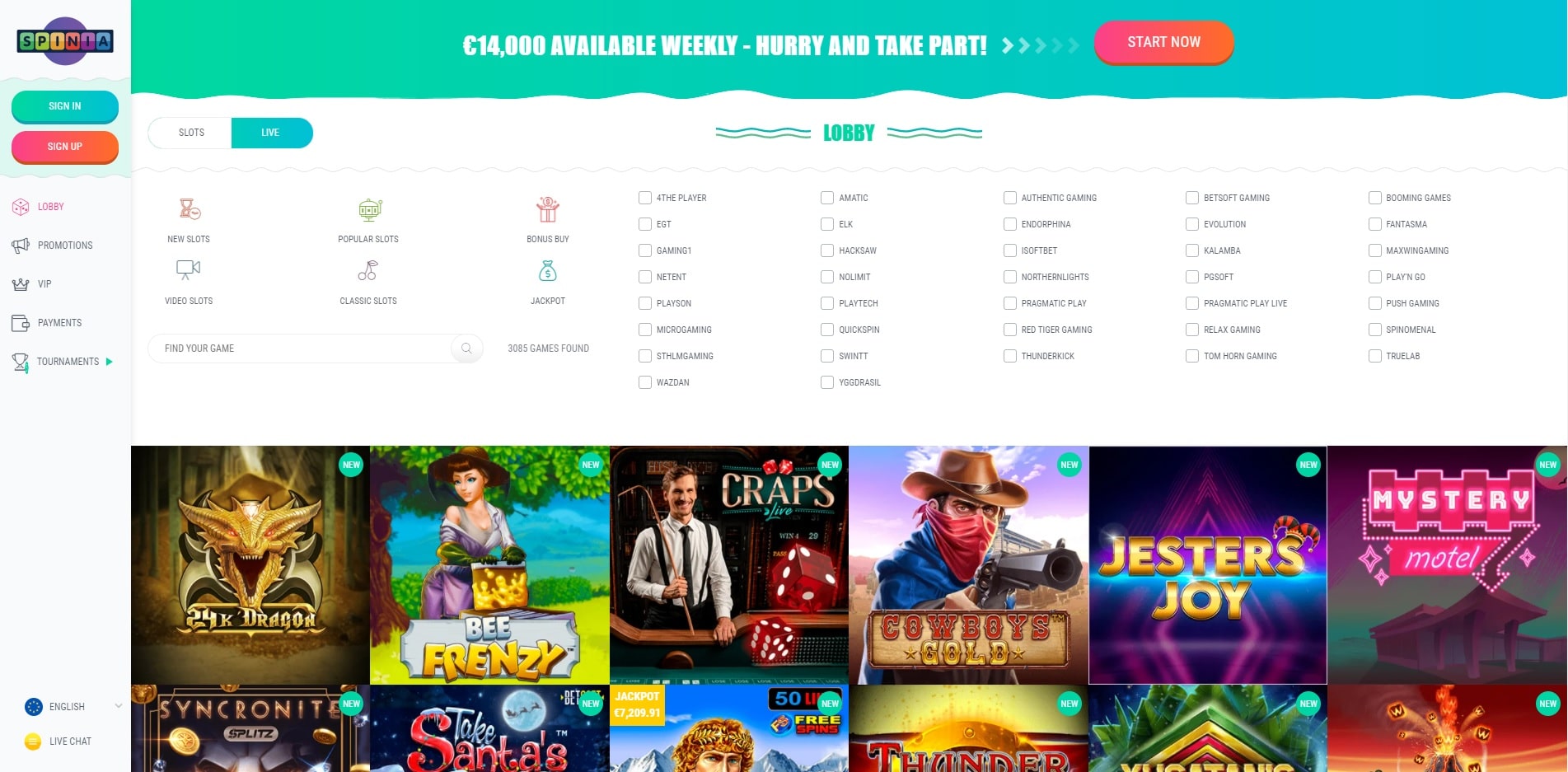 Spinia Review: Learn Everything About a Top-notch Spinia.com Casino